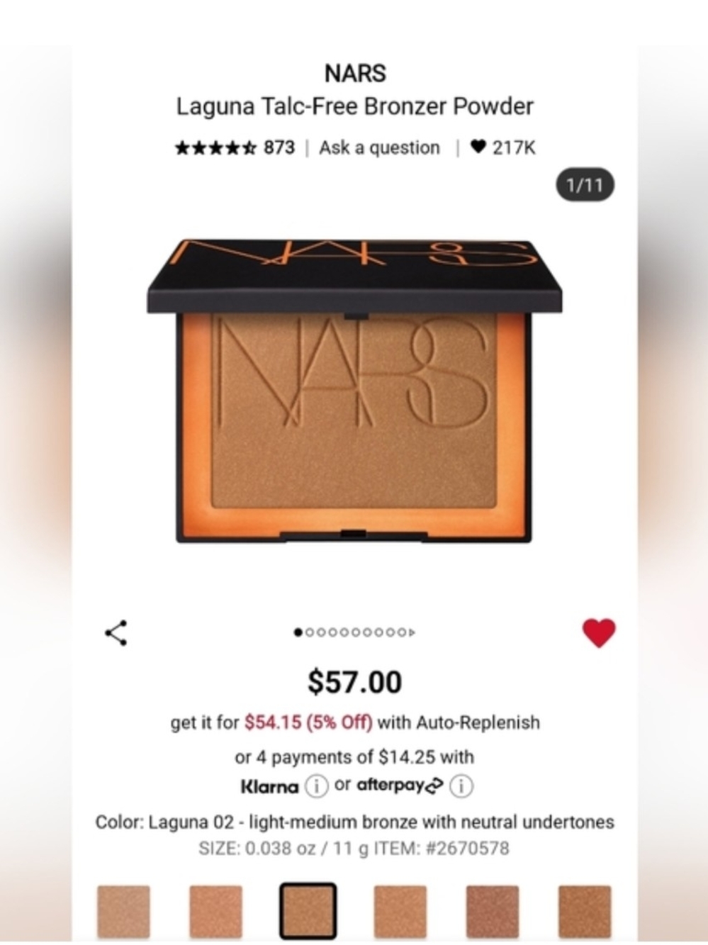 NARS Laguna Bronzer Powder Laguna 02